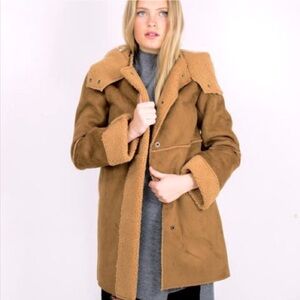 Anthropologie Moon River Faux Suede + Shearling Coat